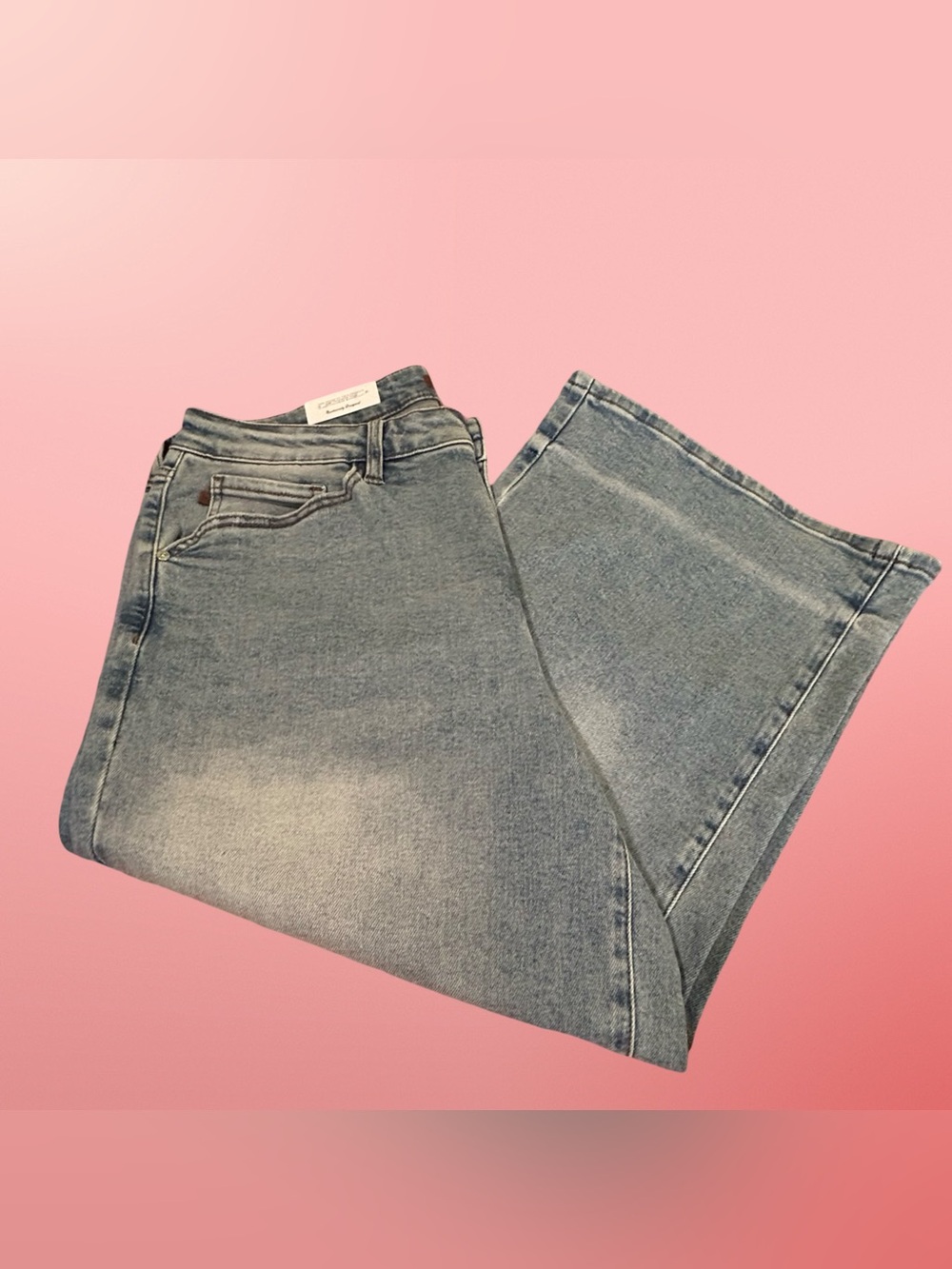 NWT! JUDY BLUE,WIDE CROP MED. BLUE JEANS IN PLUS SIZE 18W. MID RISE,FINISHED HEM - Picture 11 of 16